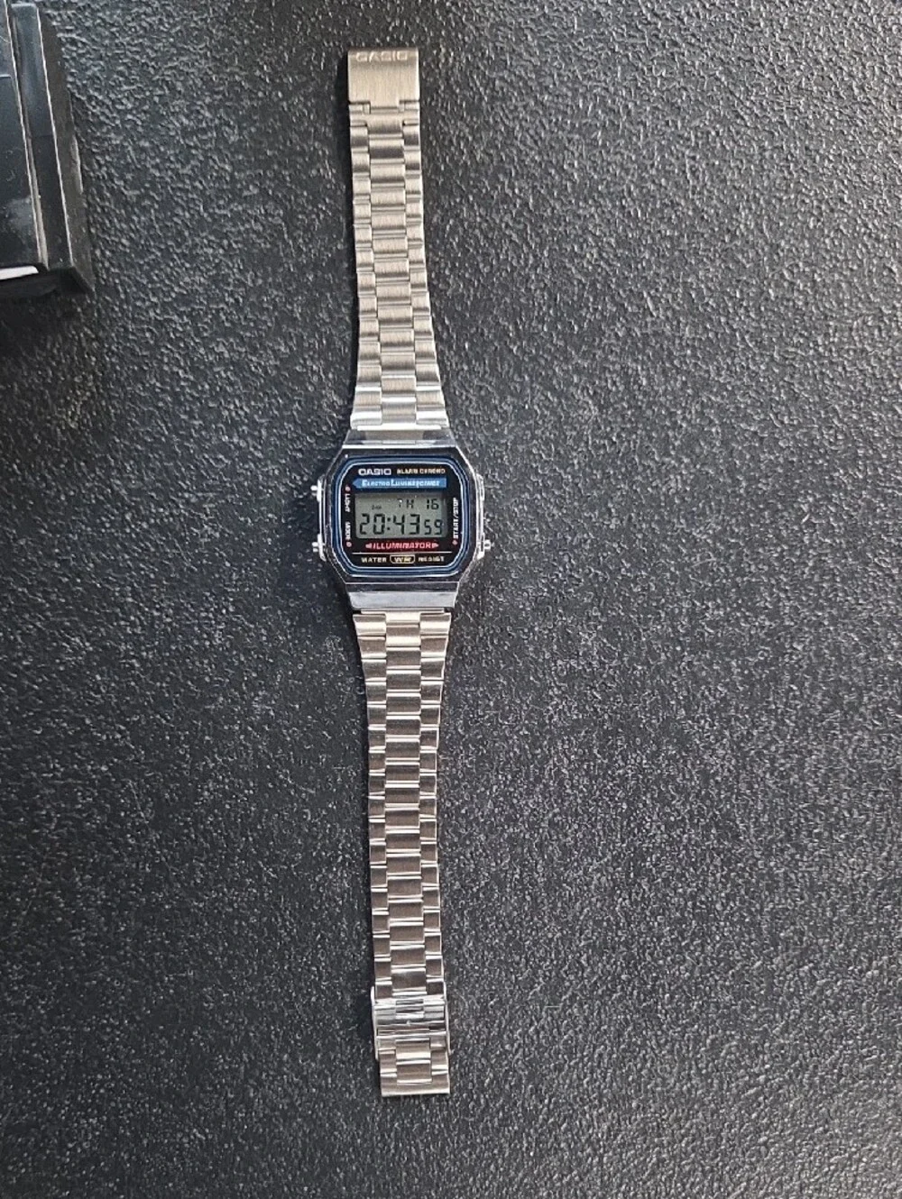 Casio Silver Digital Illuminator Watch with Black Dial Accents
